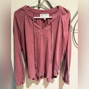 Anthropologie Cloth & Stone Mauve Blouse Bohemian Size M Boho